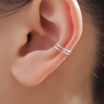 Minimalist Sterling Silver Ear Cuff, Double Bar Ear Cuff, Simple and Minimalist