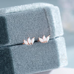 Sterling Silver White Opal Marquise Cluster Screw Back Earrings, Marquise Fan Stud, Opal Crown Stud, Silver, Gold or Rose Gold, Minimalist