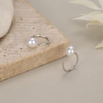 Sterling Silver Freshwater Pearl Open Hoop Huggie Earrings