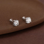Sterling Silver Brilliant Cut Moissanite 16G Flat Back Labret Earrings
