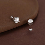 Sterling Silver Brilliant Cut Moissanite 16G Flat Back Labret Earrings