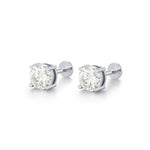 Sterling Silver Brilliant Cut Moissanite 16G Flat Back Labret Earrings