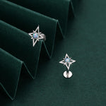 Sterling Silver Opal Star 16G Flat Back Labret Earrings