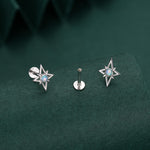 Sterling Silver Opal Star 16G Flat Back Labret Earrings