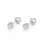 Sterling Silver Moonstone 18G Screw Back Stud Earrings