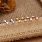 Brilliant Cut 3mm Moissanite 16G Flat Back Labret Earrings in Sterling Silver