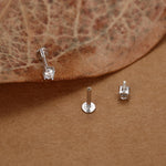 Brilliant Cut 4mm Moissanite 16G Flat Back Labret Earrings in Sterling Silver