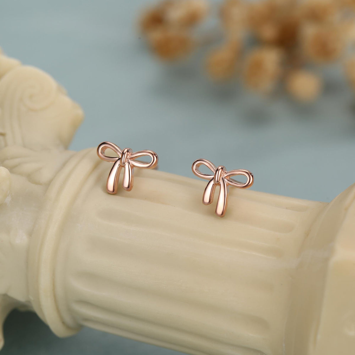 Ribbon Bow Stud Earrings in Sterling Silver, Silver or Gold, Dainty Earrings, Bridesmaid's Jewellery