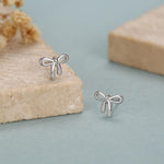Ribbon Bow Stud Earrings in Sterling Silver, Silver or Gold, Dainty Earrings, Bridesmaid's Jewellery