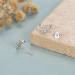 Ribbon Bow Stud Earrings in Sterling Silver, Silver or Gold, Dainty Earrings, Bridesmaid's Jewellery