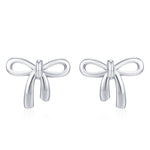 Ribbon Bow Stud Earrings in Sterling Silver, Silver or Gold, Dainty Earrings, Bridesmaid's Jewellery