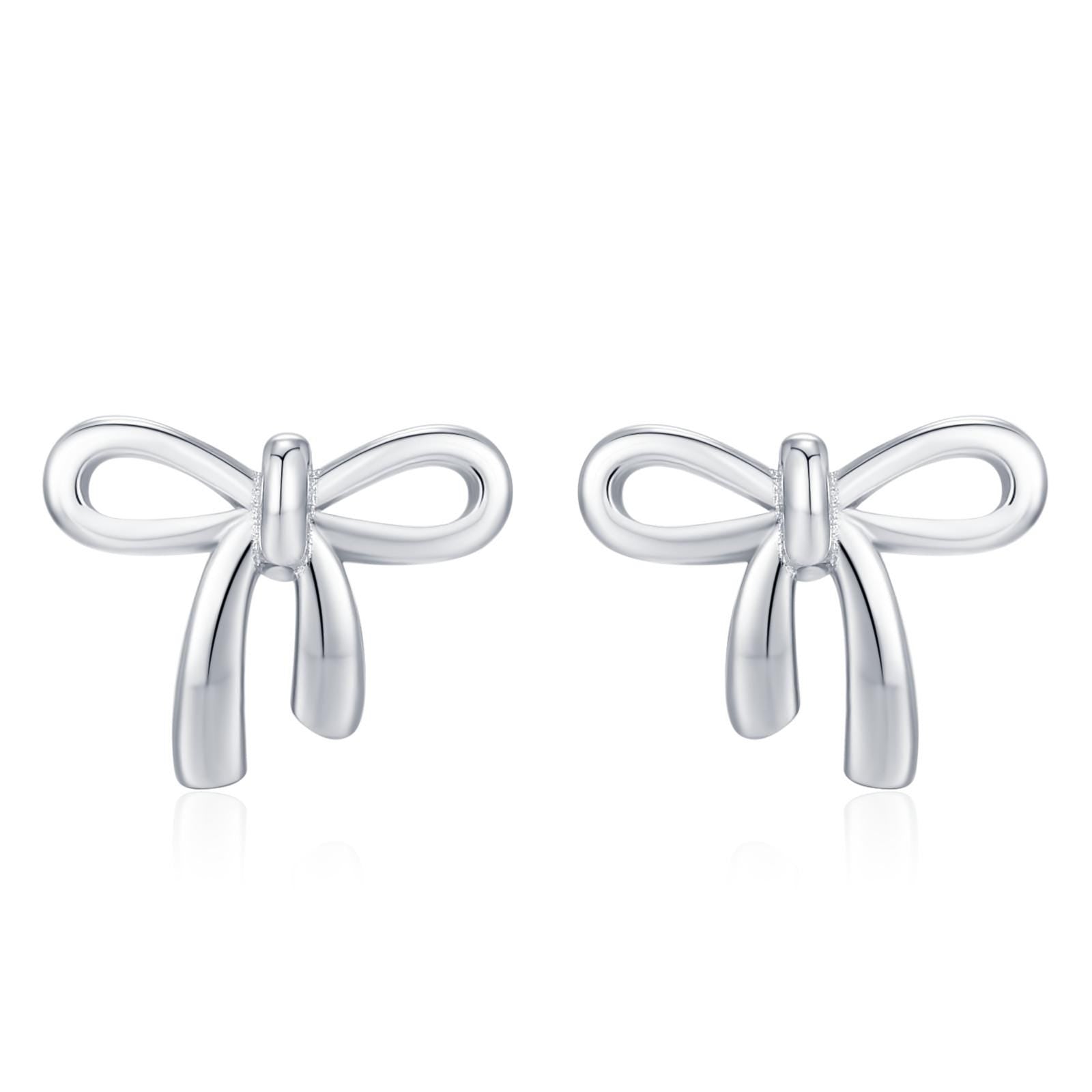 Ribbon Bow Stud Earrings in Sterling Silver, Silver or Gold, Dainty Earrings, Bridesmaid's Jewellery