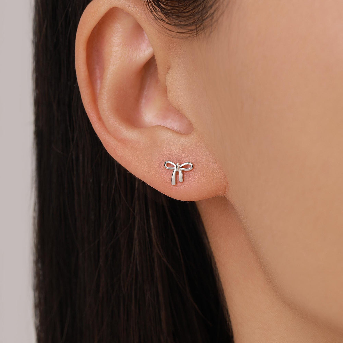 Ribbon Bow Stud Earrings in Sterling Silver, Silver or Gold, Dainty Earrings, Bridesmaid's Jewellery