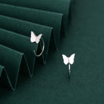 Sterling Silver Butterfly Huggie Hoops, Butterfly Open Hoop Earrings, Dainty Butterfly C Shape Open Threader Earrings, Butterfly Earrings