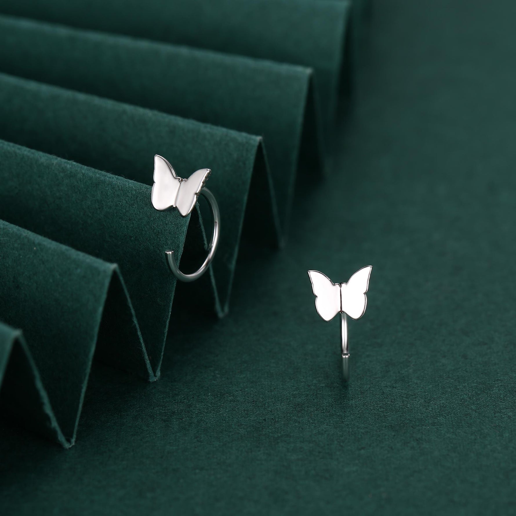 Sterling Silver Butterfly Huggie Hoops, Butterfly Open Hoop Earrings, Dainty Butterfly C Shape Open Threader Earrings, Butterfly Earrings