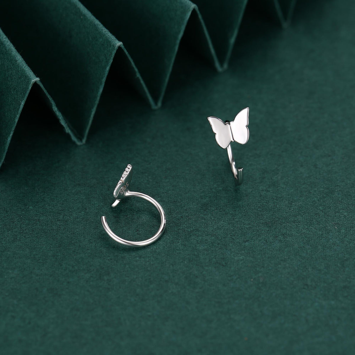 Sterling Silver Butterfly Huggie Hoops, Butterfly Open Hoop Earrings, Dainty Butterfly C Shape Open Threader Earrings, Butterfly Earrings