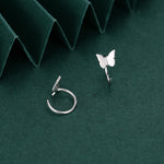 Sterling Silver Butterfly Huggie Hoops, Butterfly Open Hoop Earrings, Dainty Butterfly C Shape Open Threader Earrings, Butterfly Earrings