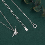 Extra Tiny Dinosaur Pendant Necklace in Sterling Silver, Adjustable 16'' - 18'' - Silver or Gold or Rose Gold, Brachiosaurus Necklace