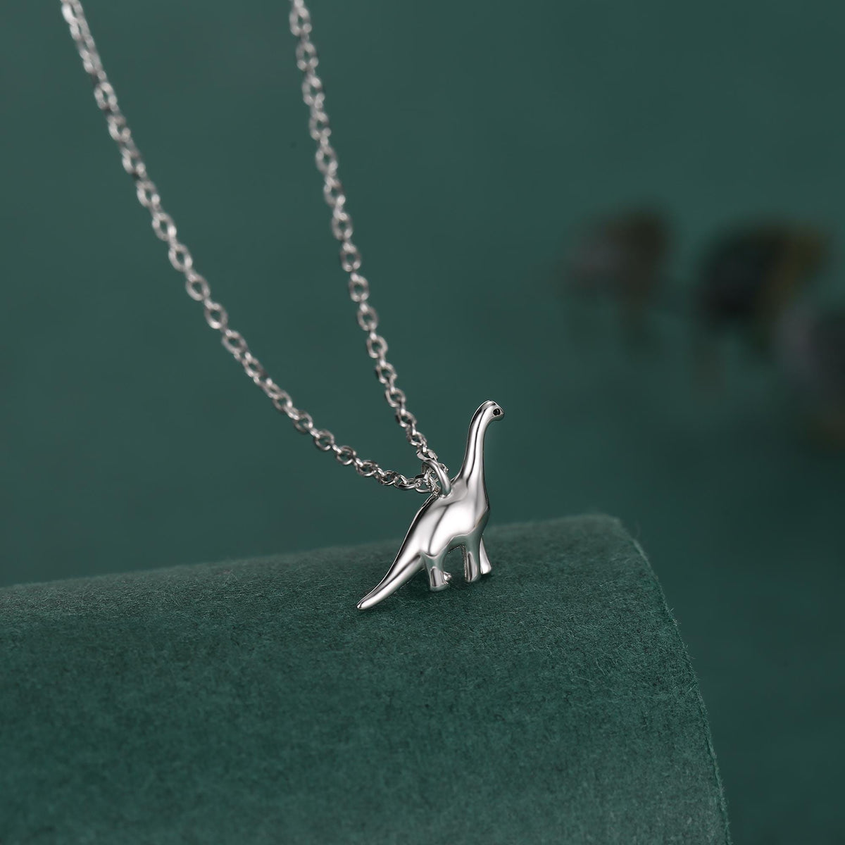 Extra Tiny Dinosaur Pendant Necklace in Sterling Silver, Adjustable 16'' - 18'' - Silver or Gold or Rose Gold, Brachiosaurus Necklace