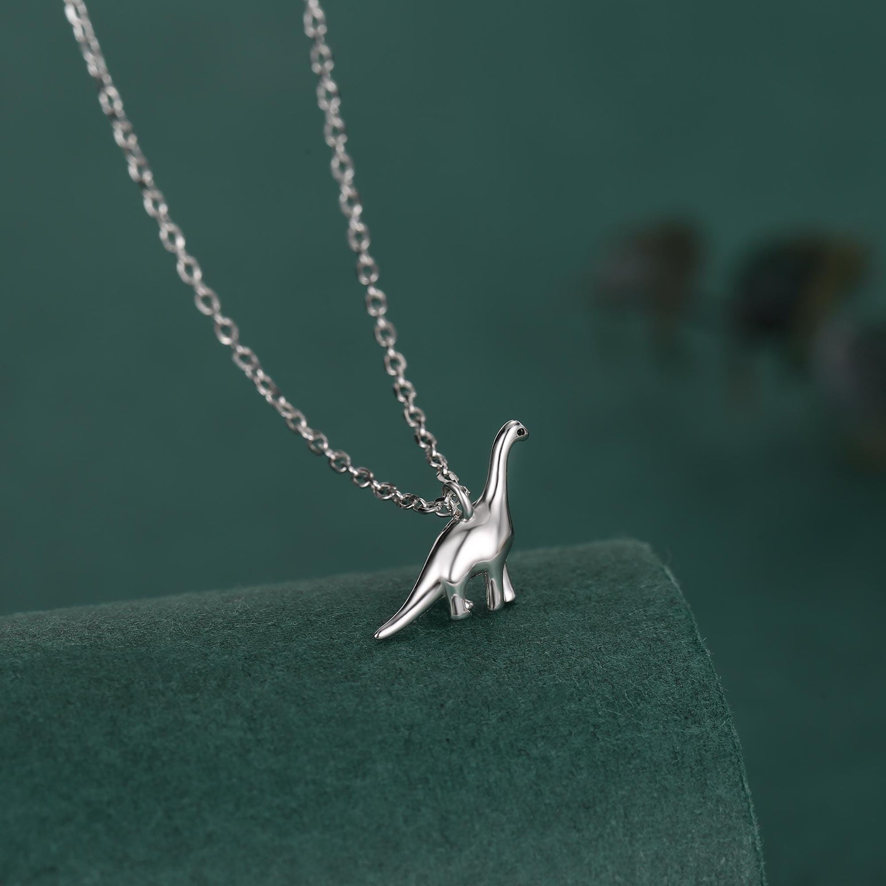 Extra Tiny Dinosaur Pendant Necklace in Sterling Silver, Adjustable 16'' - 18'' - Silver or Gold or Rose Gold, Brachiosaurus Necklace