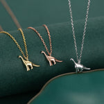 Extra Tiny Dinosaur Pendant Necklace in Sterling Silver, Adjustable 16'' - 18'' - Silver or Gold or Rose Gold, Brachiosaurus Necklace