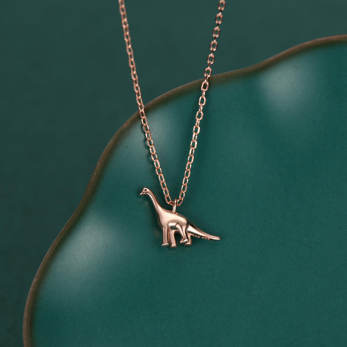 Extra Tiny Dinosaur Pendant Necklace in Sterling Silver, Adjustable 16'' - 18'' - Silver or Gold or Rose Gold, Brachiosaurus Necklace