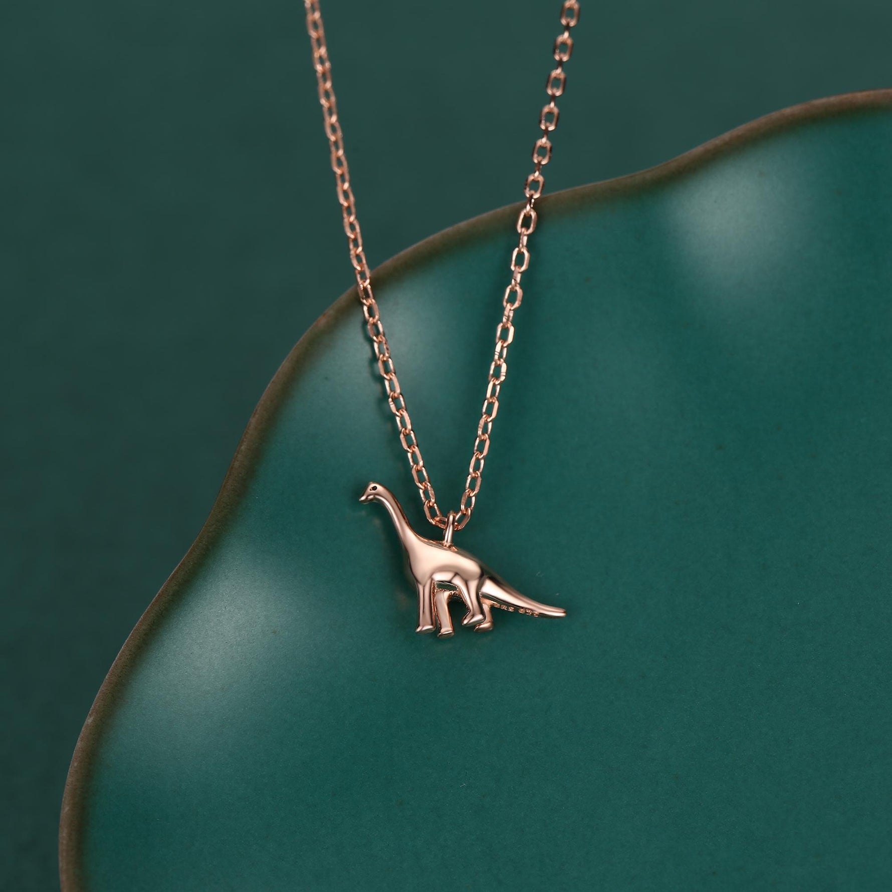 Extra Tiny Dinosaur Pendant Necklace in Sterling Silver, Adjustable 16'' - 18'' - Silver or Gold or Rose Gold, Brachiosaurus Necklace