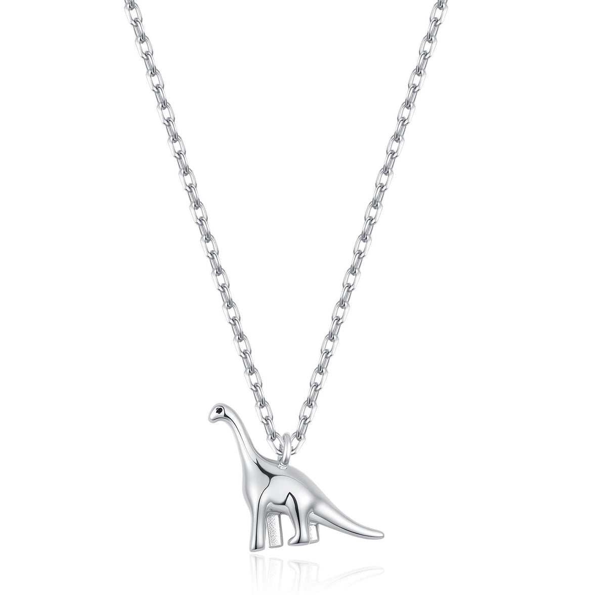 Extra Tiny Dinosaur Pendant Necklace in Sterling Silver, Adjustable 16'' - 18'' - Silver or Gold or Rose Gold, Brachiosaurus Necklace