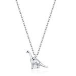 Extra Tiny Dinosaur Pendant Necklace in Sterling Silver, Adjustable 16'' - 18'' - Silver or Gold or Rose Gold, Brachiosaurus Necklace
