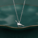 Extra Tiny Dinosaur Pendant Necklace in Sterling Silver, Adjustable 16'' - 18'' - Silver or Gold or Rose Gold, Brachiosaurus Necklace