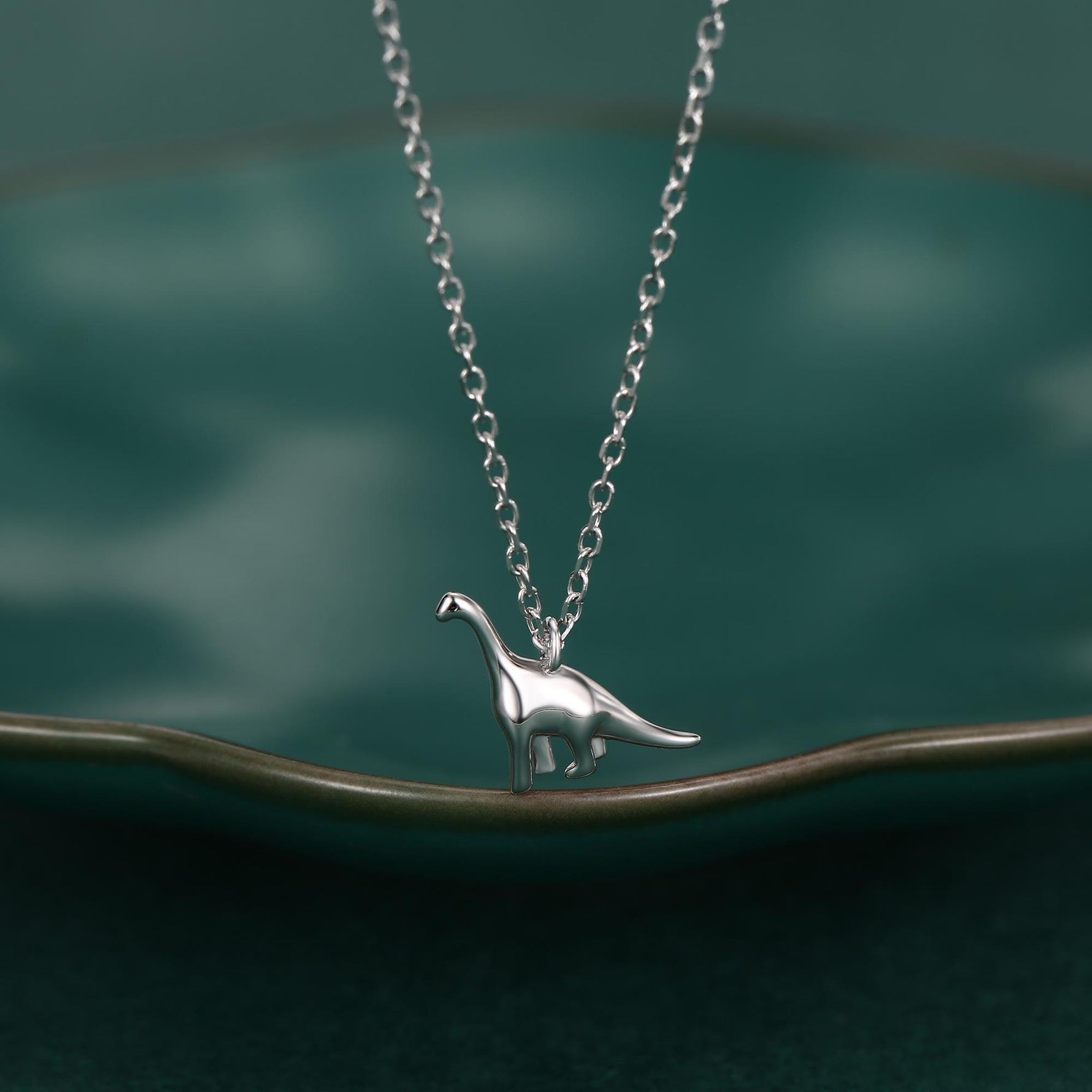 Extra Tiny Dinosaur Pendant Necklace in Sterling Silver, Adjustable 16'' - 18'' - Silver or Gold or Rose Gold, Brachiosaurus Necklace