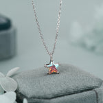 Sterling Silver Aurora AB CZ Star Pendant Necklace, Silver or Gold, Star Shape CZ Necklace, Colour Changing Star Necklace