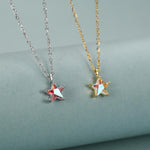 Sterling Silver Aurora AB CZ Star Pendant Necklace, Silver or Gold, Star Shape CZ Necklace, Colour Changing Star Necklace