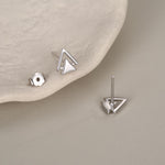 Sterling Silver Double Triangle Stud Earrings, Silver, Gold or Rose Gold, Small Earrings, Stacking Earrings,