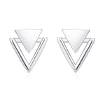 Sterling Silver Double Triangle Stud Earrings, Silver, Gold or Rose Gold, Small Earrings, Stacking Earrings,