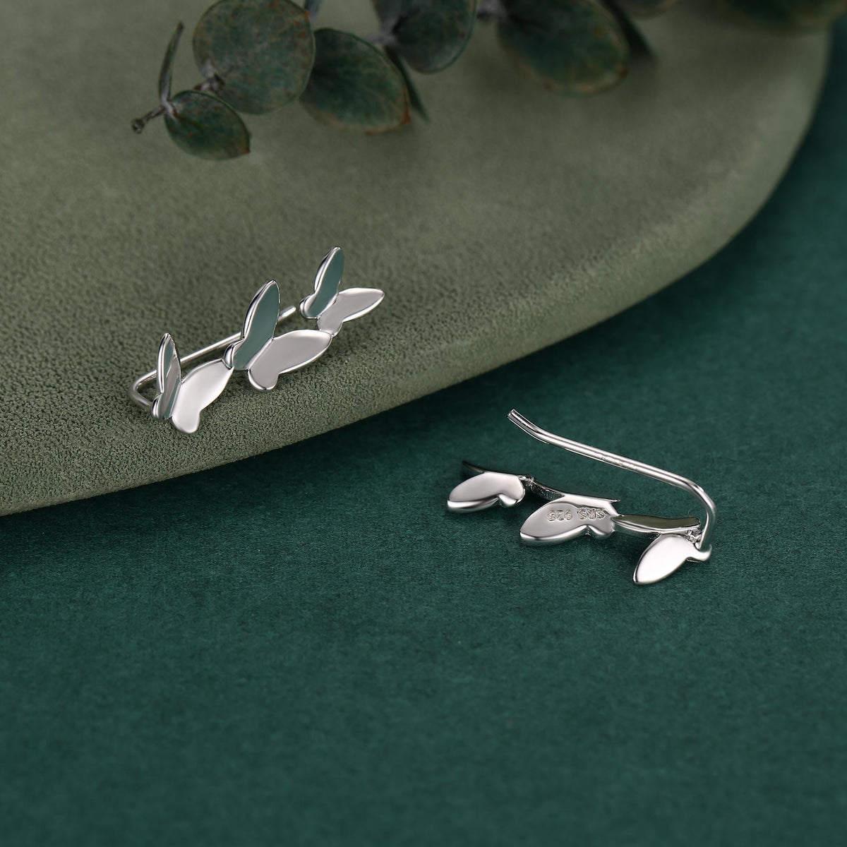 Sterling Silver Butterfly Crawler Earrings, Silver, Gold or Rose Gold, Butterfly Ear Climbers, Butterfly Ear Crawlers