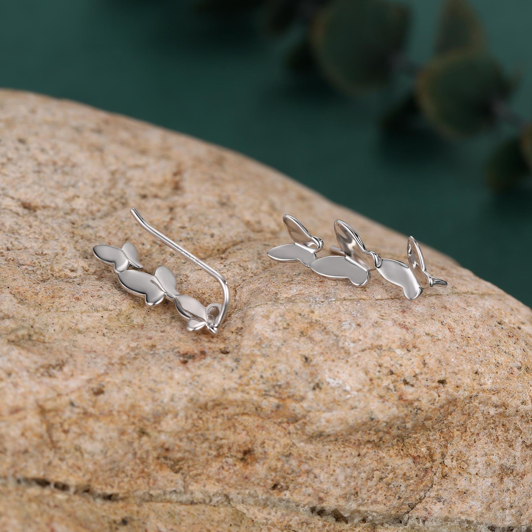 Sterling Silver Butterfly Crawler Earrings, Silver, Gold or Rose Gold, Butterfly Ear Climbers, Butterfly Ear Crawlers