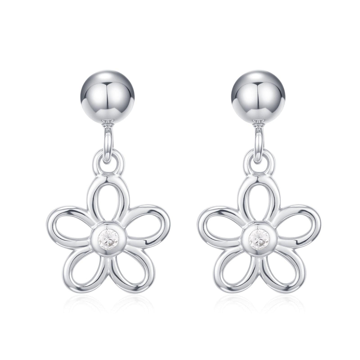 Forget me not Flower Drop Stud Earrings in Sterling Silver, Silver, Gold or Rose Gold, Dainty and Delicate Silver Flower Earrings,