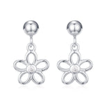 Forget me not Flower Drop Stud Earrings in Sterling Silver, Silver, Gold or Rose Gold, Dainty and Delicate Silver Flower Earrings,