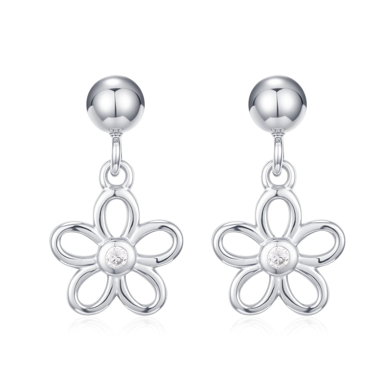 Forget me not Flower Drop Stud Earrings in Sterling Silver, Silver, Gold or Rose Gold, Dainty and Delicate Silver Flower Earrings,