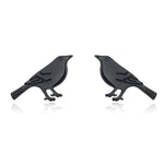 British Black Bird Stud Earrings in Sterling Silver - Black Rhodium Coated Sterling Silver, Animal Stud Earrings - Bird Earrings