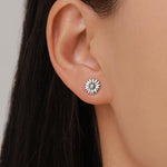 Sterling Silver Daisy Flower Stud Earrings