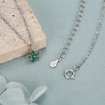 Tiny Emerald Green CZ Flower Necklace in Sterling Silver, Silver or Gold, CZ Flower Necklace, CZ Cluster Floral Necklace