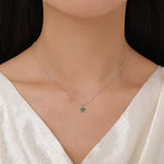 Tiny Emerald Green CZ Flower Necklace in Sterling Silver, Silver or Gold, CZ Flower Necklace, CZ Cluster Floral Necklace