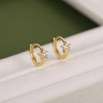 Tiny CZ Star Huggie Hoop Earrings in Sterling Silver, Silver, Gold or Rose Gold, North Star Earrings, Sunburst Earrings
