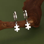 Sterling Silver Jigsaw Huggie Hoops, Silver, Gold or Rose Gold, Cute Jigsaw Hoop Earrings, Jigsaw Earrings