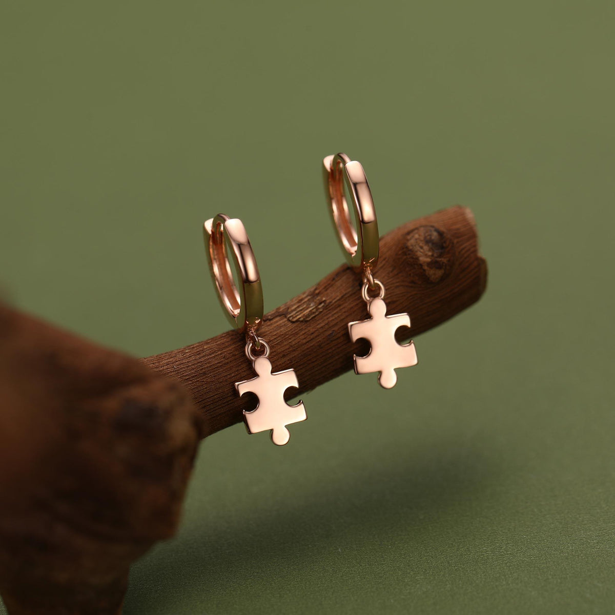 Sterling Silver Jigsaw Huggie Hoops, Silver, Gold or Rose Gold, Cute Jigsaw Hoop Earrings, Jigsaw Earrings