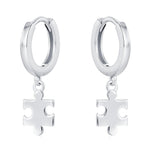 Sterling Silver Jigsaw Huggie Hoops, Silver, Gold or Rose Gold, Cute Jigsaw Hoop Earrings, Jigsaw Earrings