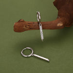 Sterling Silver Dangle CZ Bars Huggie Hoop Earrings, 8mm Hoops with CZ Bars, CZ Bar Earrings, Bar Dangle Hoops, Bar Earrings