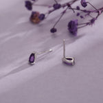 Extra Tiny Genuine Amethyst Droplet Stud Earrings in Sterling Silver, 3x5mm Amethyst Crystal Earrings, Natural Purple Amethyst Pear Earrings